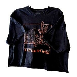 POPULAR GIRL Women's "A Little Bit Wild" Short Tee Black Size XL